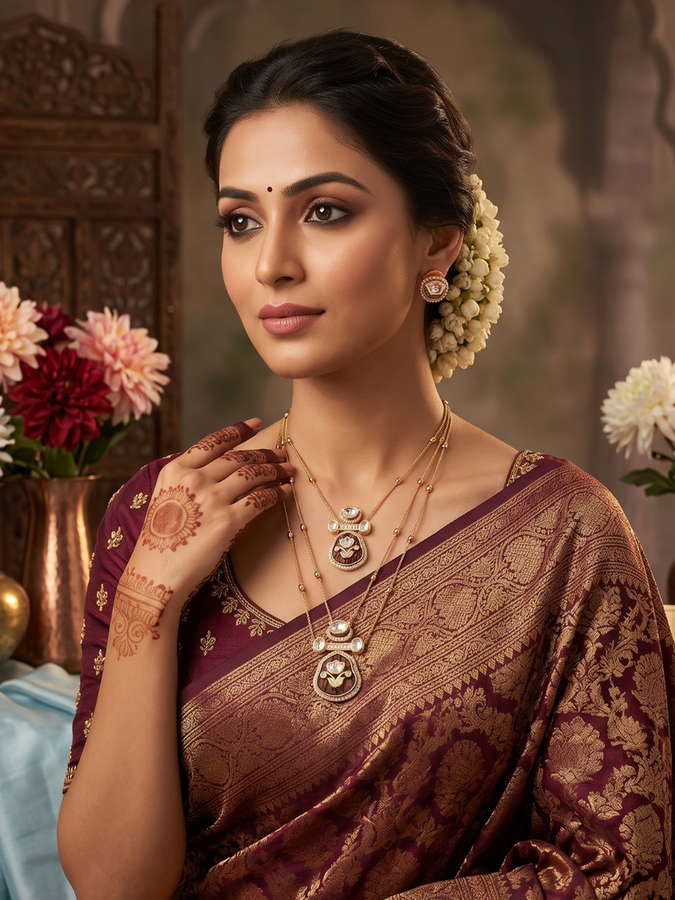 Kundan chain Pendant