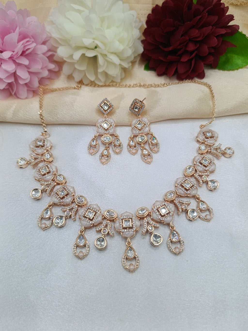 Polki Kundan Epoxy Necklace with Earrings