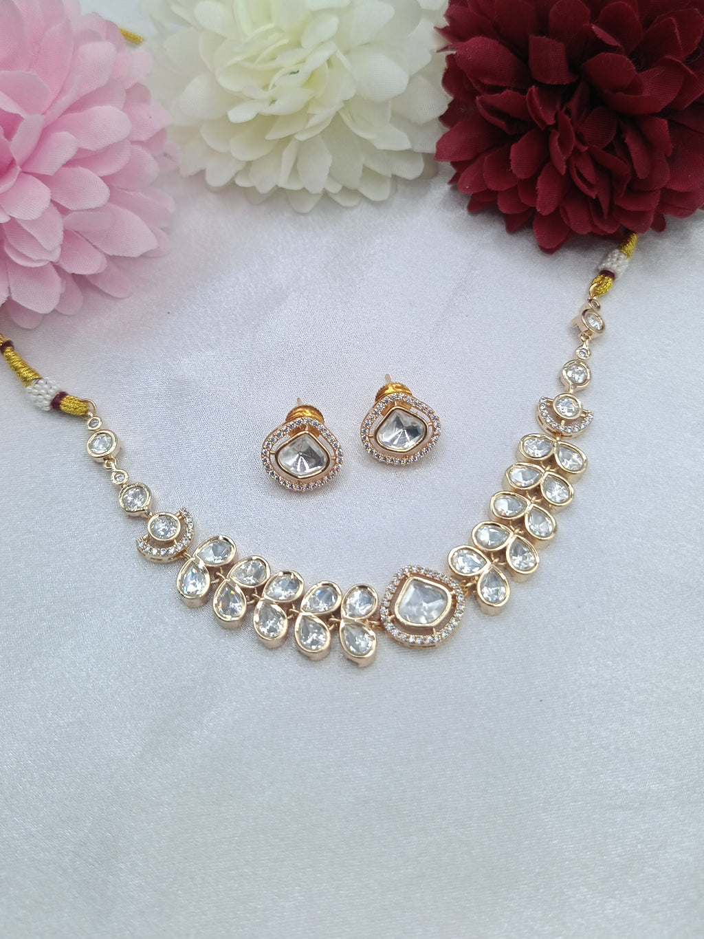 Shree Shani jewels Brass Gold Yashika Moissanite Kundan Choker Set