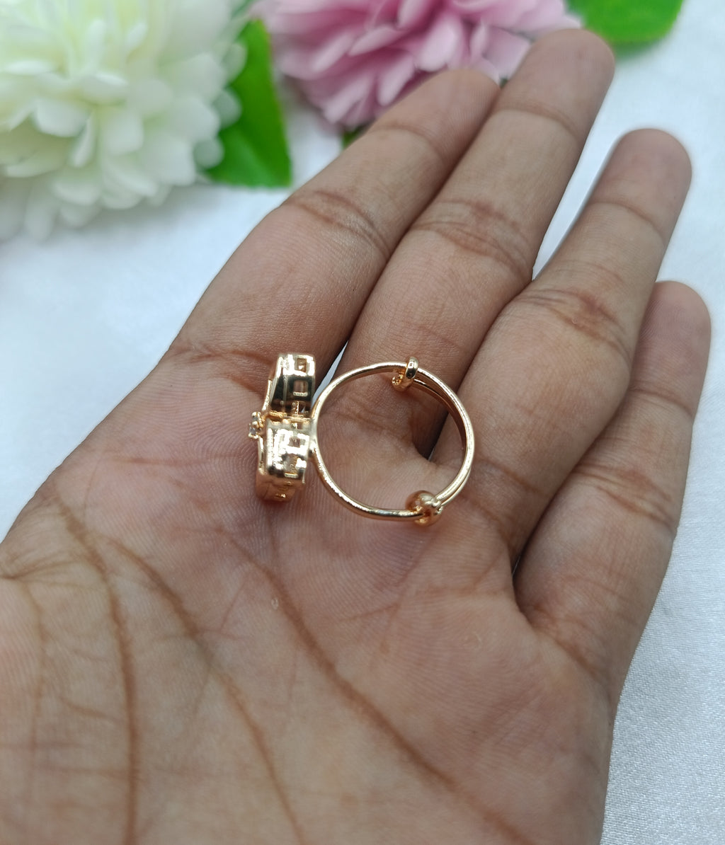 Navita Brass Gold Kundan Moissanite Premium Luxury Finger Ring