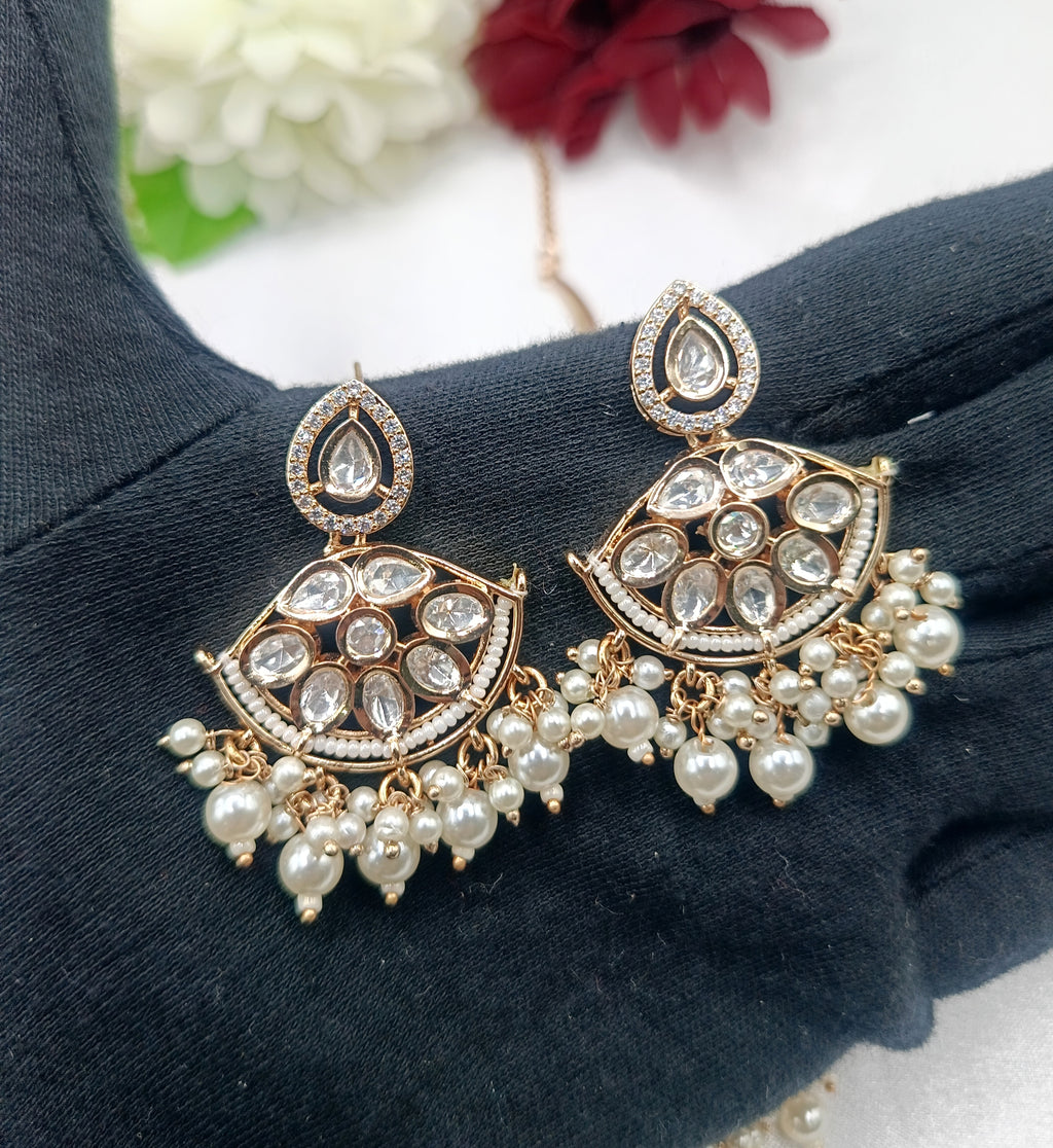 Mitali Brass Gold Plated Kundan Moissanite Necklace Set