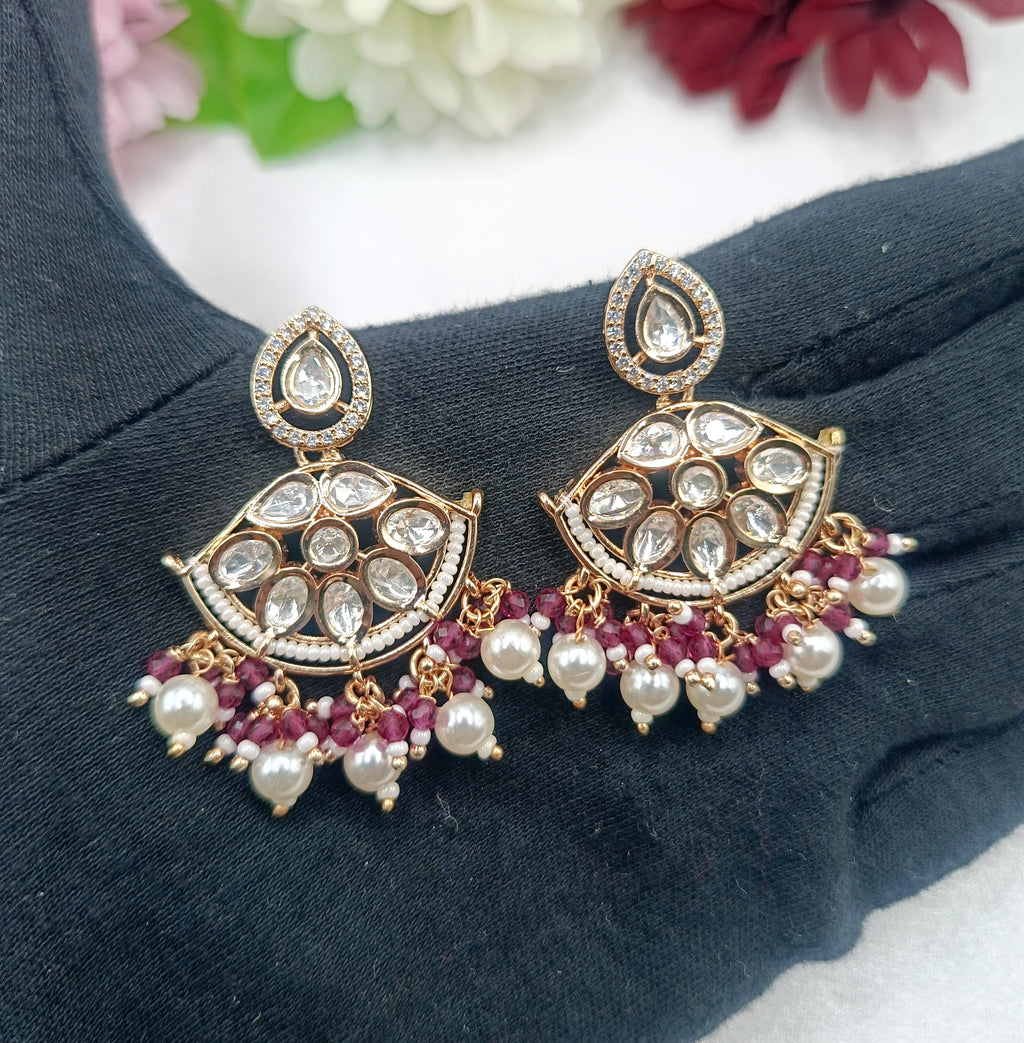 Mitali Brass Gold Plated Kundan Moissanite Necklace Set