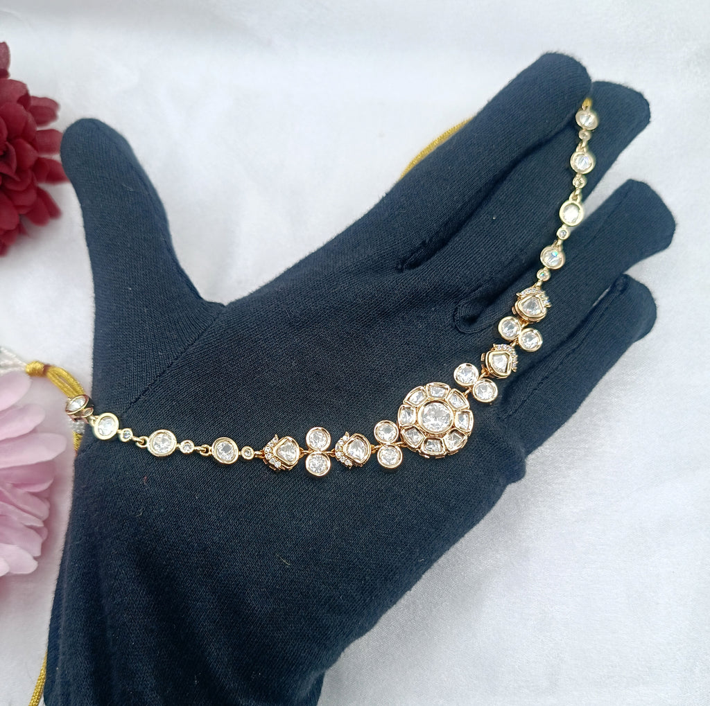 Ritvika Brass Gold Plate Moissanite Choker Necklace Set