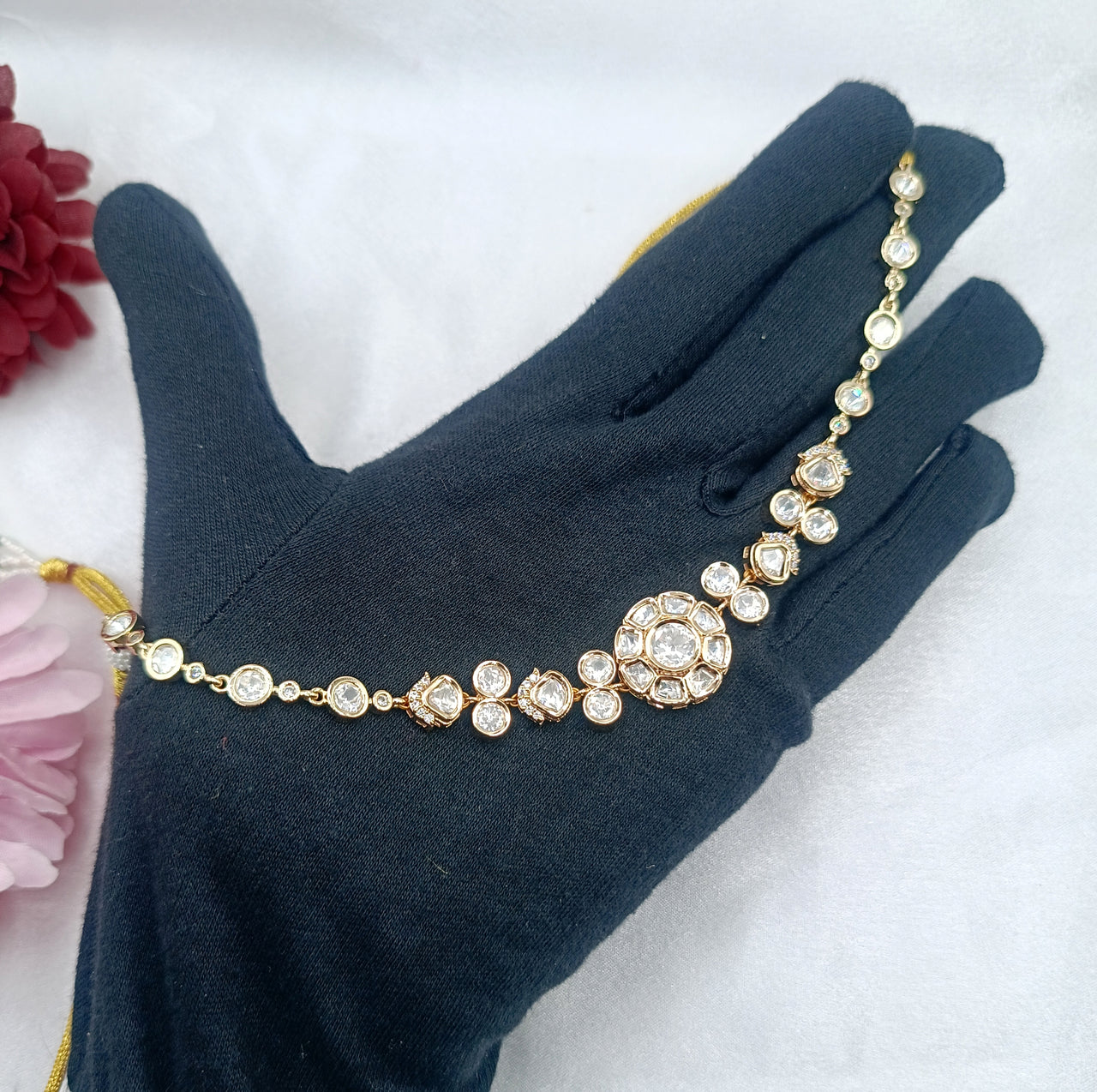 Ritvika Brass Gold Plate Moissanite Choker Necklace Set