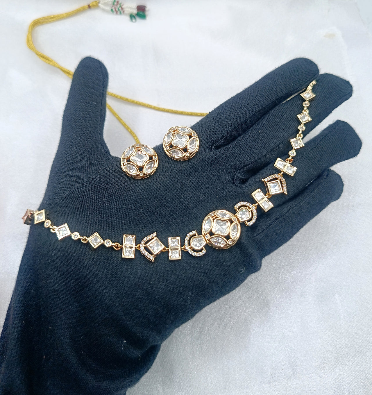 Suruchi Brass Gold Plated Moissanite Kundan Choker Necklace
