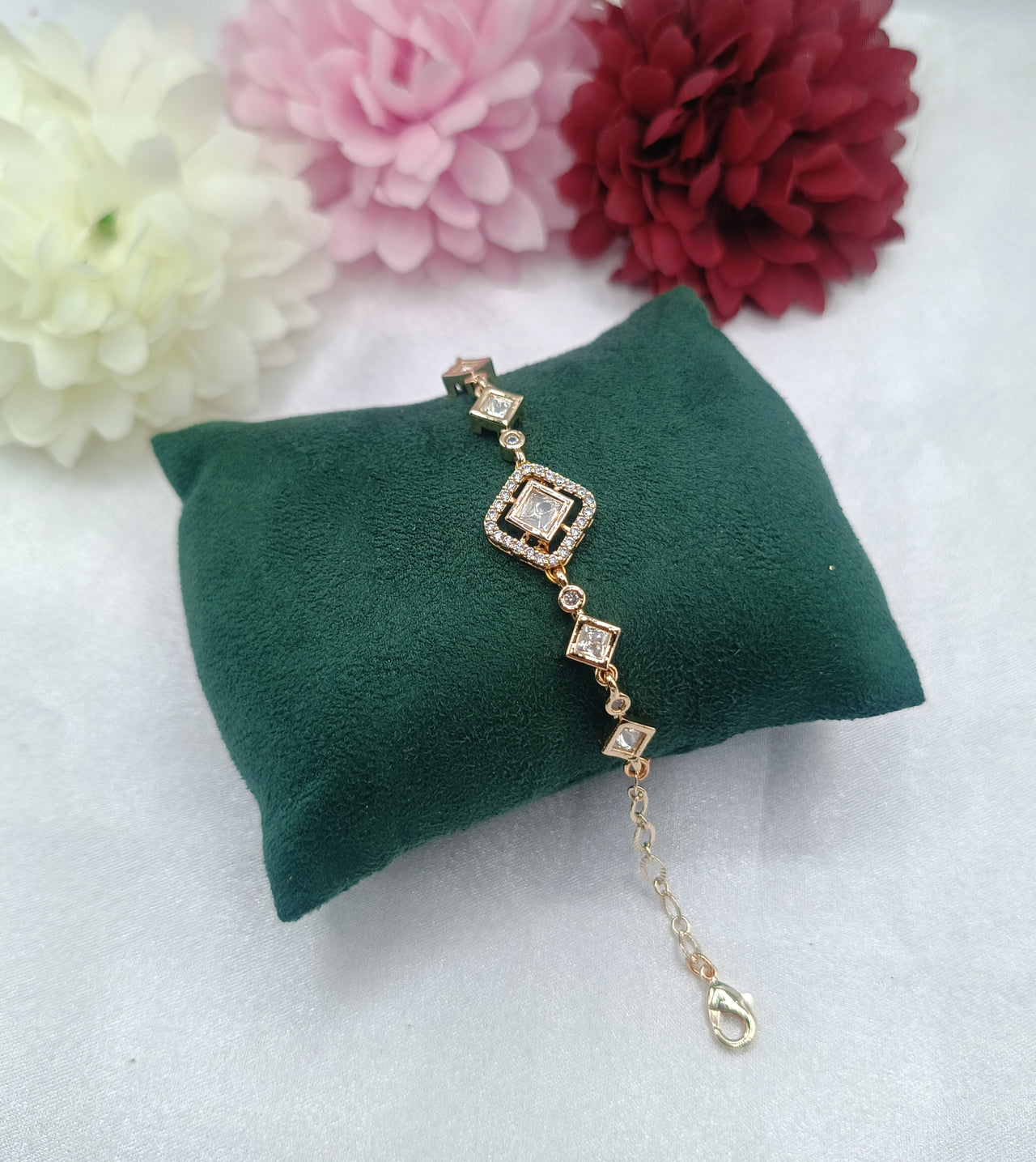 Square Kundan Moissanite Bracelet
