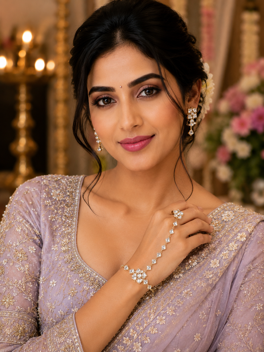 Nayantara Kundan Moissanite Hathpan for Women | Adjustable Bridal Hand Jewellery | Shree Shani Jewels