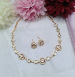 Radiant Halo Kundan Necklace Set with Matching Earrings by Shree Shani Jewels

