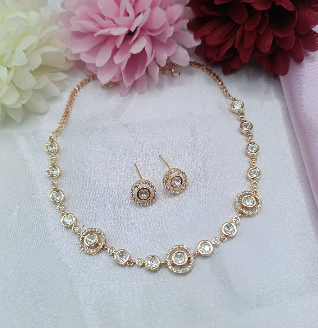 Radiant Halo Kundan Necklace Set with Matching Earrings by Shree Shani Jewels

