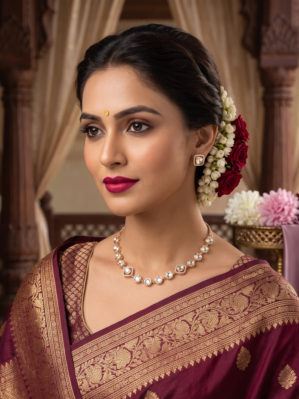 Shree Shani Jewels Regal Square Kundan Moissanite Necklace Set with Earrings