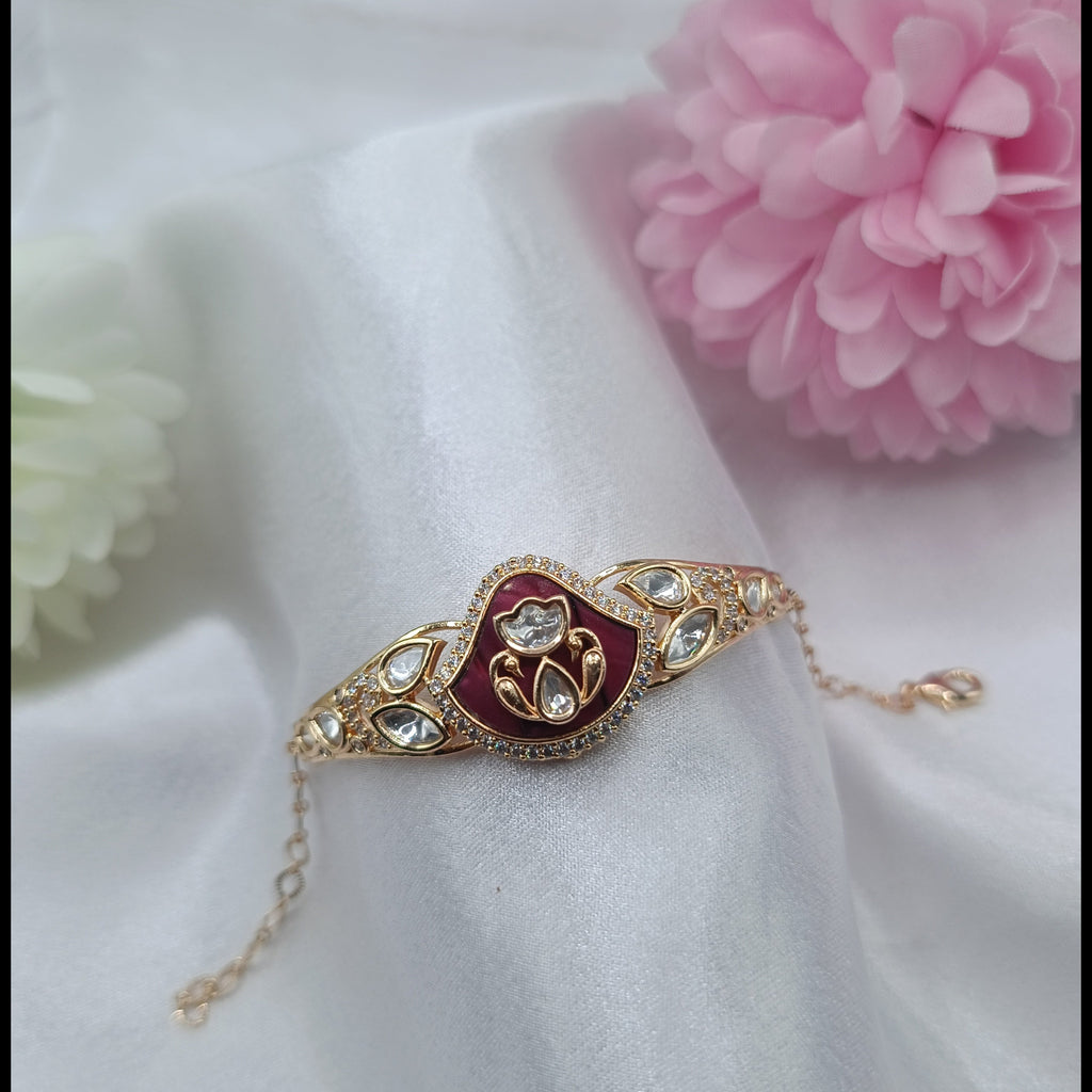 Royal Lotus MOP Kada Bracelet with Kundan Stones by Shree Shani Jewels