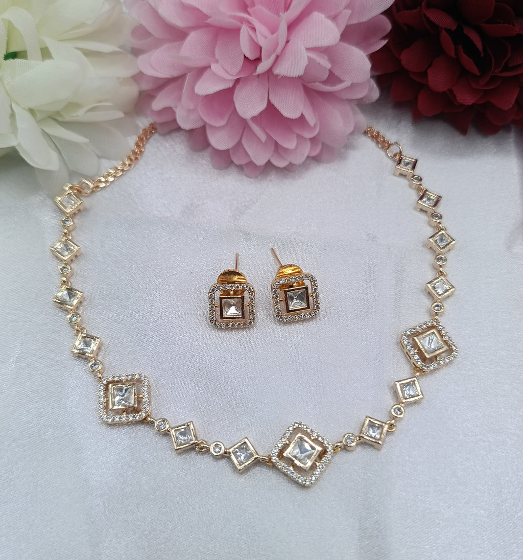 Royal Princess Cut Kundan Necklace Set with Matching Earrings by Shree Shani Jewels