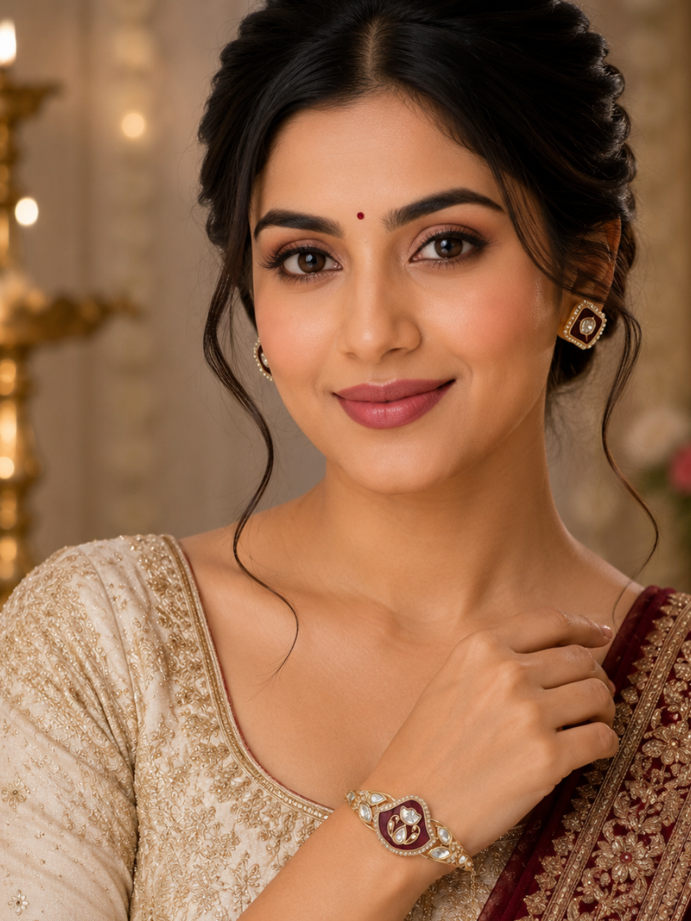 Shree Shani Jewels Royal Lotus Acrylic Kada Bracelet