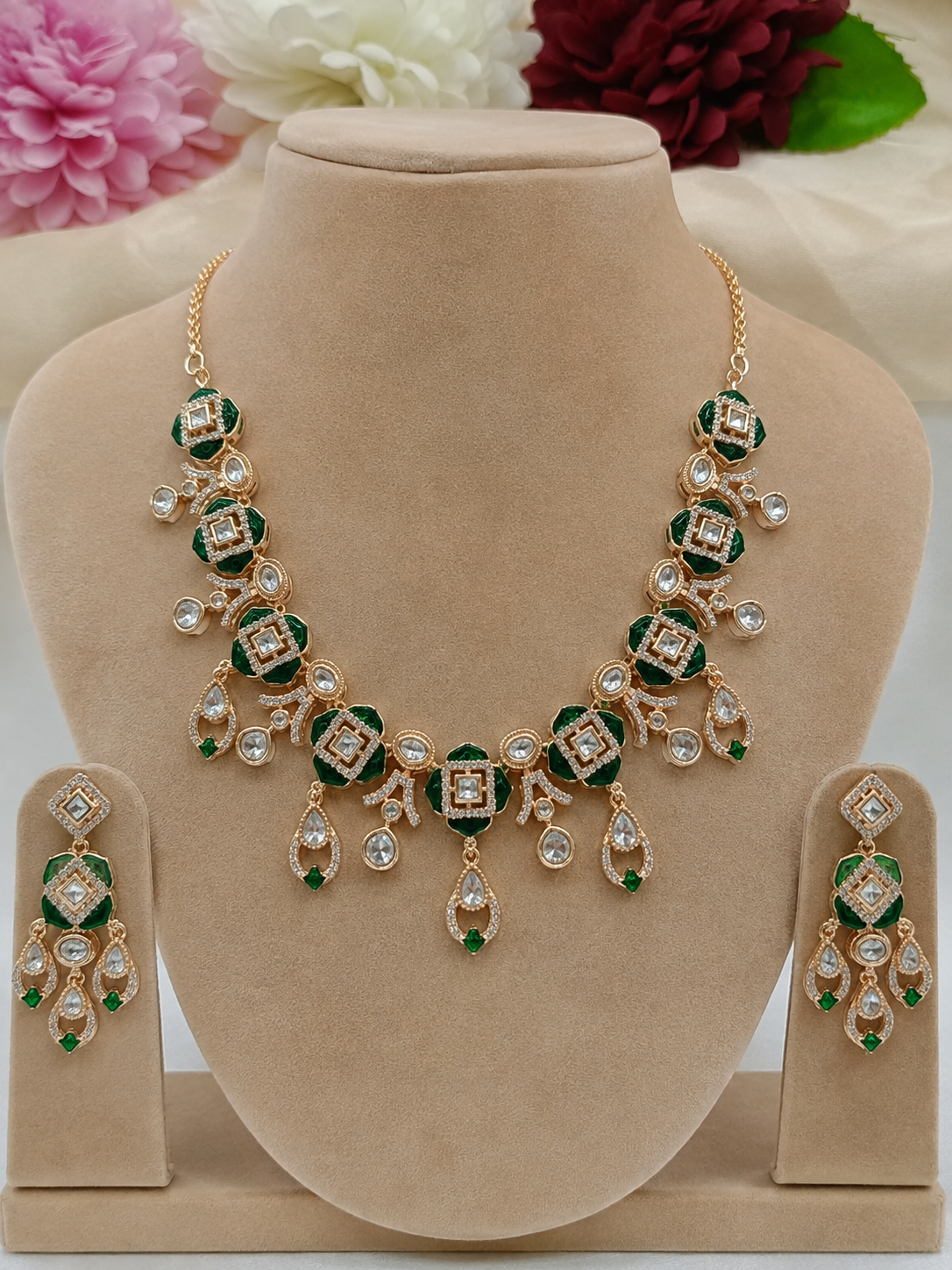 Polki Kundan Epoxy Necklace with Earrings