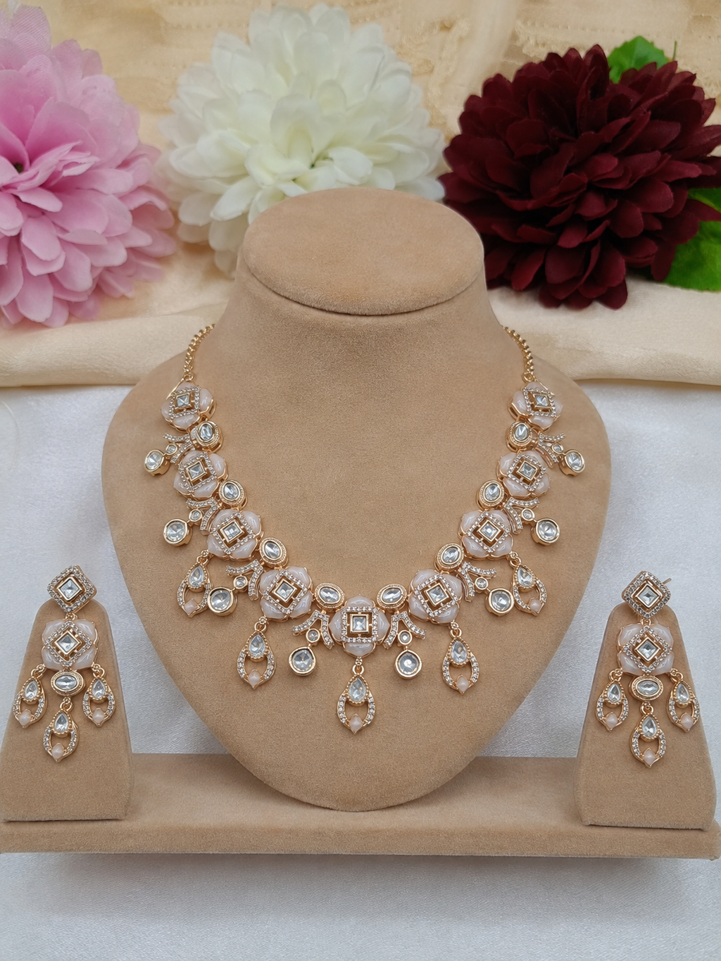 Polki Kundan Epoxy Necklace with Earrings
